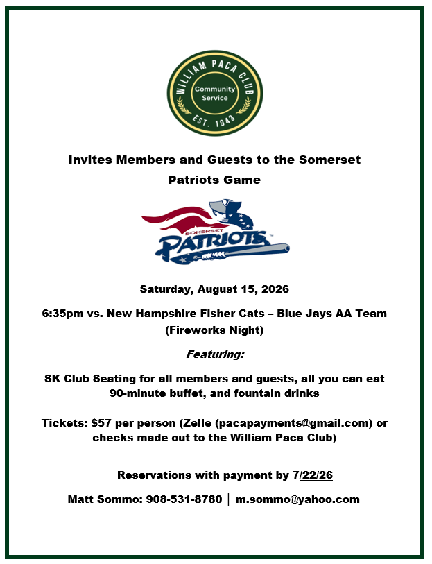 Patriots Baseball flyer