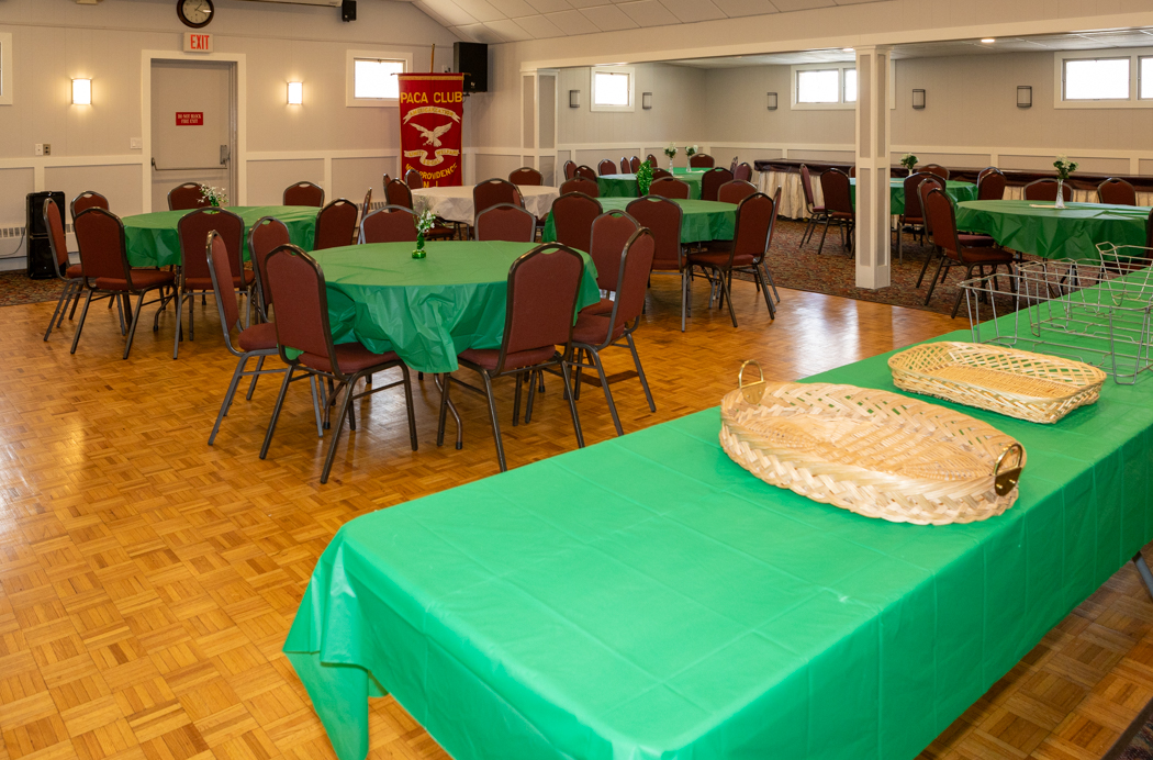 Hall set up for an event